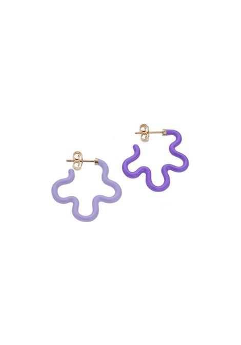 2 Tone Asymmetrical Flower Power Earrings In Lavender And Purple BEA BONGIASCA | GE201YGCC5